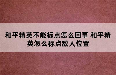 和平精英不能标点怎么回事 和平精英怎么标点敌人位置